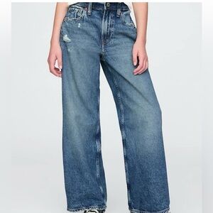 GAP Kids Low Rise Stride Wide-Leg Jeans Distressed
